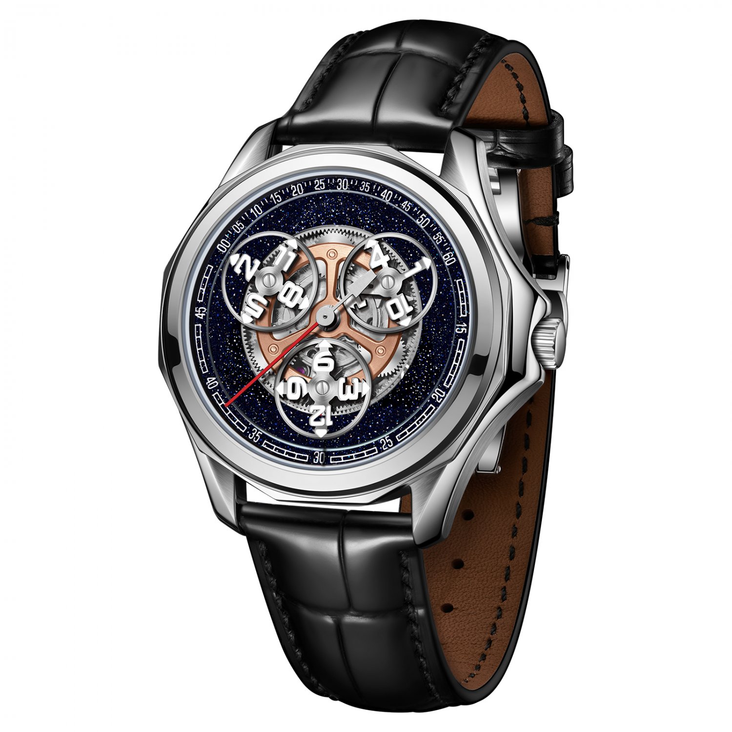 Stars Wheel Mechanical Automatic Waterproof Mens Watch Leather Creative Steel YLB