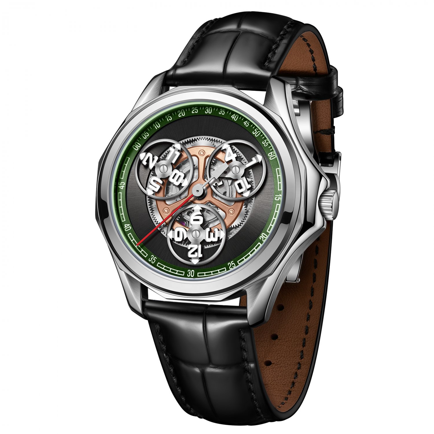 Stars Wheel Mechanical Automatic Waterproof Mens Watch Leather Creative Steel YGB