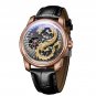 Famous Brand Dragon Watch for Men Leather Strap Hollowout Mechanical Automatic PBBL