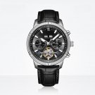 Men Watch Tourbillon Leather Strap Sapphire Waterproof Calendar Week Month YBB