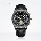 Men Watch Tourbillon Leather Strap Sapphire Waterproof Calendar Week Month BBBL