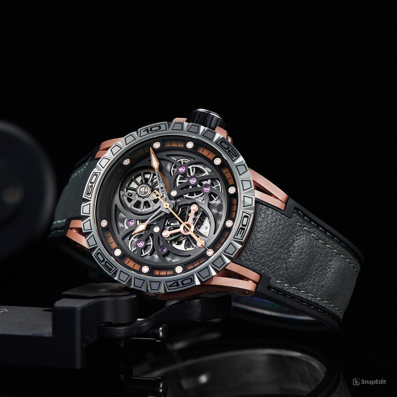 Waterproof Watches for Men Skeleton Dial Automatic Self Wind Rubber Strap TPBG