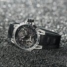 Waterproof Watches for Men Skeleton Dial Automatic Self Wind Rubber Strap YBB