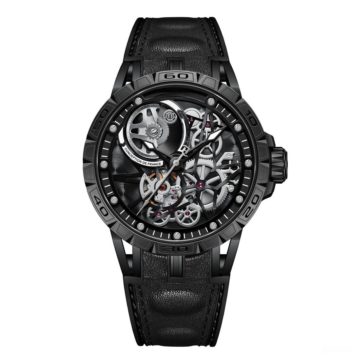 Skeleton Automatic Watches Waterproof for Men Rubber Strap Sapphire Shockproof BBB