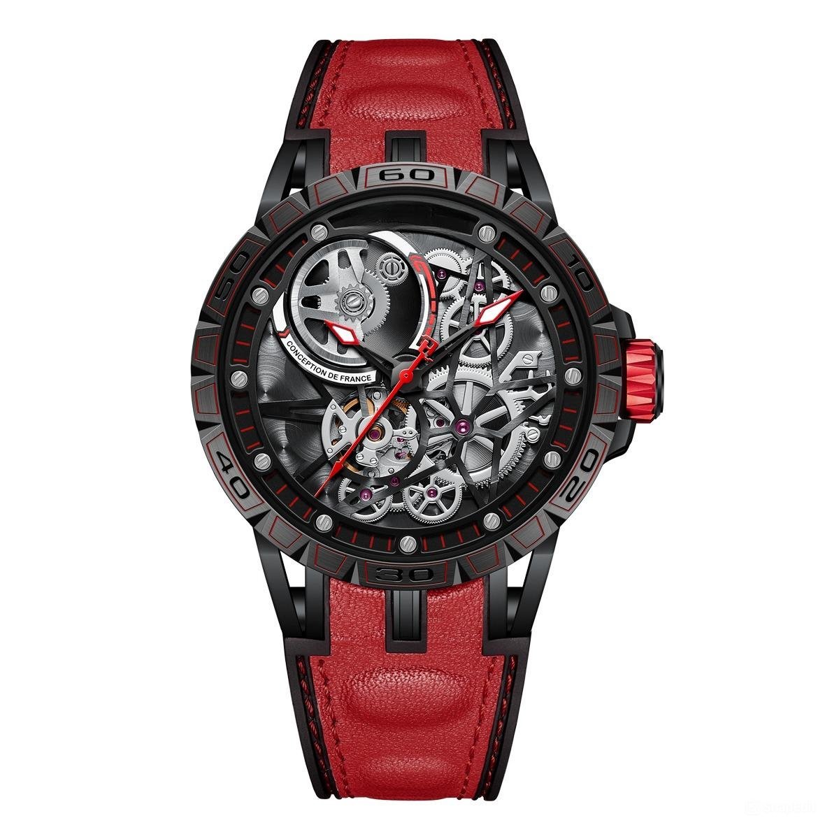 Skeleton Automatic Watches Waterproof for Men Rubber Strap Sapphire Shockproof TBR