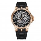 Skeleton Automatic Watches Waterproof for Men Rubber Strap Sapphire Shockproof PBB