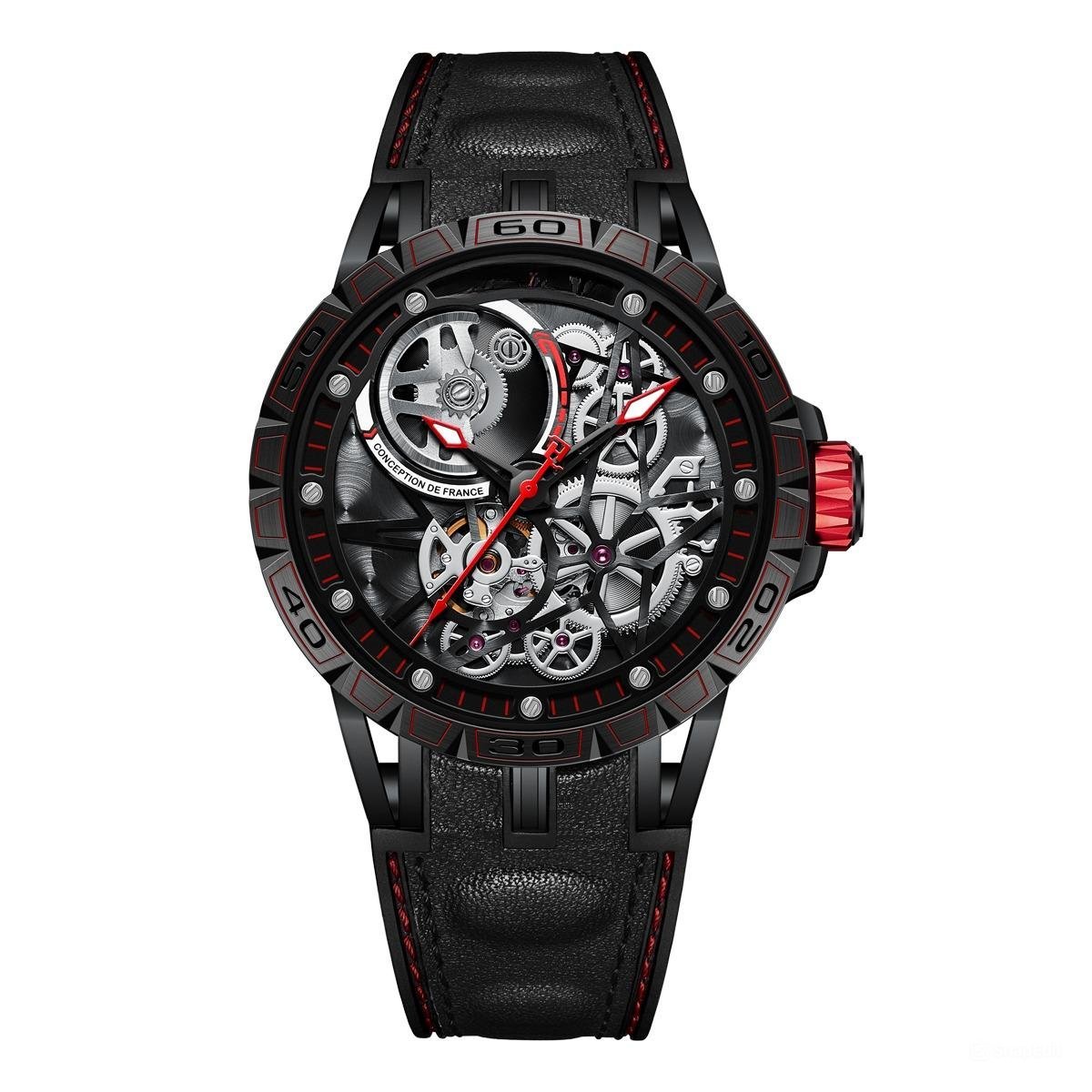 Skeleton Automatic Watches Waterproof for Men Rubber Strap Sapphire Shockproof TBB