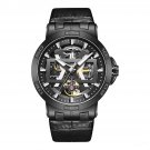 Skeleton Automatic Watch for Men Waterproof Steel Case Leather Strap Sapphire BBB