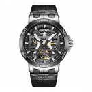 Skeleton Automatic Watch for Men Waterproof Steel Case Leather Strap Sapphire TBB