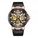 Skeleton Automatic Watch for Men Waterproof Steel Case Leather Strap Sapphire TBG