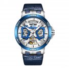 Skeleton Automatic Watch for Men Waterproof Steel Case Leather Strap Sapphire TLL
