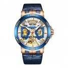 Skeleton Automatic Watch for Men Waterproof Steel Case Leather Strap Sapphire TLB