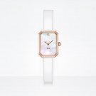 Women Watch Rose Gold Case Leather Strap Dial Diamond Surface Sapphire Small Square 23mm PWWL
