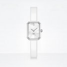 Women Watch silver Case Leather Strap Dial Diamond Surface Sapphire Small Square 23mm YWWL