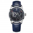Automatic Mechanical Watch Waterproof for Men Earth Star Leather Strap YLL