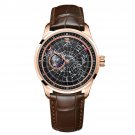 Automatic Mechanical Watch Waterproof for Men Earth Star Leather Strap PBS