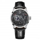Automatic Mechanical Watch Waterproof for Men Earth Star Leather Strap YBB