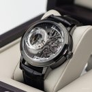 Men Watches Skeleton Calfskin Strap Mineral Crystal Glass Waterproof Dial BBBY