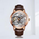 Men Skeleton Waterproof Watch Calfskin Strap Mineral Crystal Glass Dial 45mm PWS