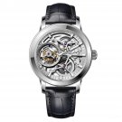 Men Tourbillon Watches Mechanical Genuine Leather Steel Skeleton Dial Manual Wind YWB