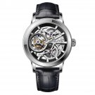 Men Tourbillon Watches Mechanical Genuine Leather Steel Skeleton Dial Manual Wind YBB