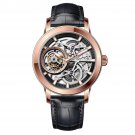 Men Tourbillon Watches Mechanical Genuine Leather Steel Skeleton Dial Manual Wind PBB