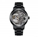 Retro Men Watches Skeleton Automatic Stainless Steel Strap Mineral Crystal Glass black BBWB