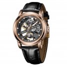 New Style Men Automatic Watches Rose Gold Skeleton 42mm Calfskin Strap Mechanical PBB