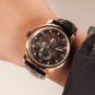 New Style Men Automatic Watches Rose Gold Skeleton 42mm Calfskin Strap Mechanical PBB