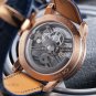 New Style Men Automatic Watches Rose Gold Skeleton 42mm Calfskin Strap Mechanical PBB