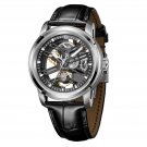 New Style Men Automatic Watches Rose Gold Skeleton 42mm Calfskin Strap Mechanical YBB