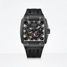 2022 Men Automatic Waterproof Watch Skeleton Stainless Steel Bezel Rubber Strap Glass BBBB