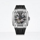 2022 Men Automatic Waterproof Watch Skeleton Stainless Steel Bezel Rubber Strap Glass YBB