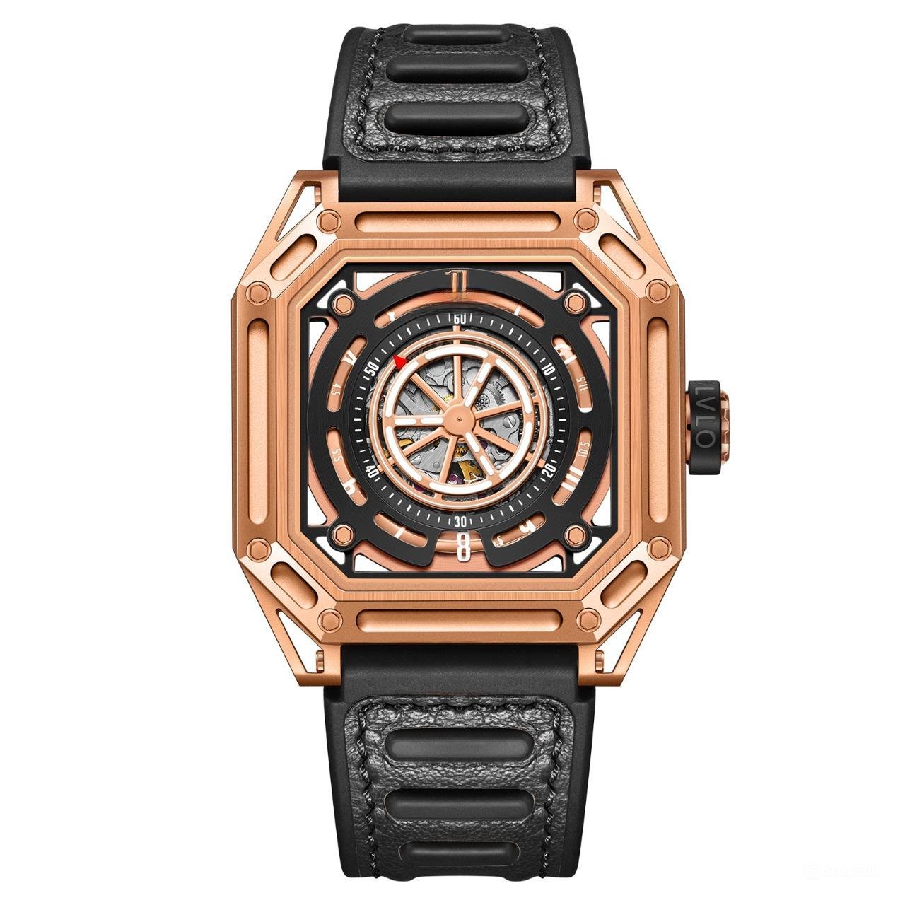 Watch For Men Waterproof Mechanical Full Steel Square Cool Luminous Rubber PBB
