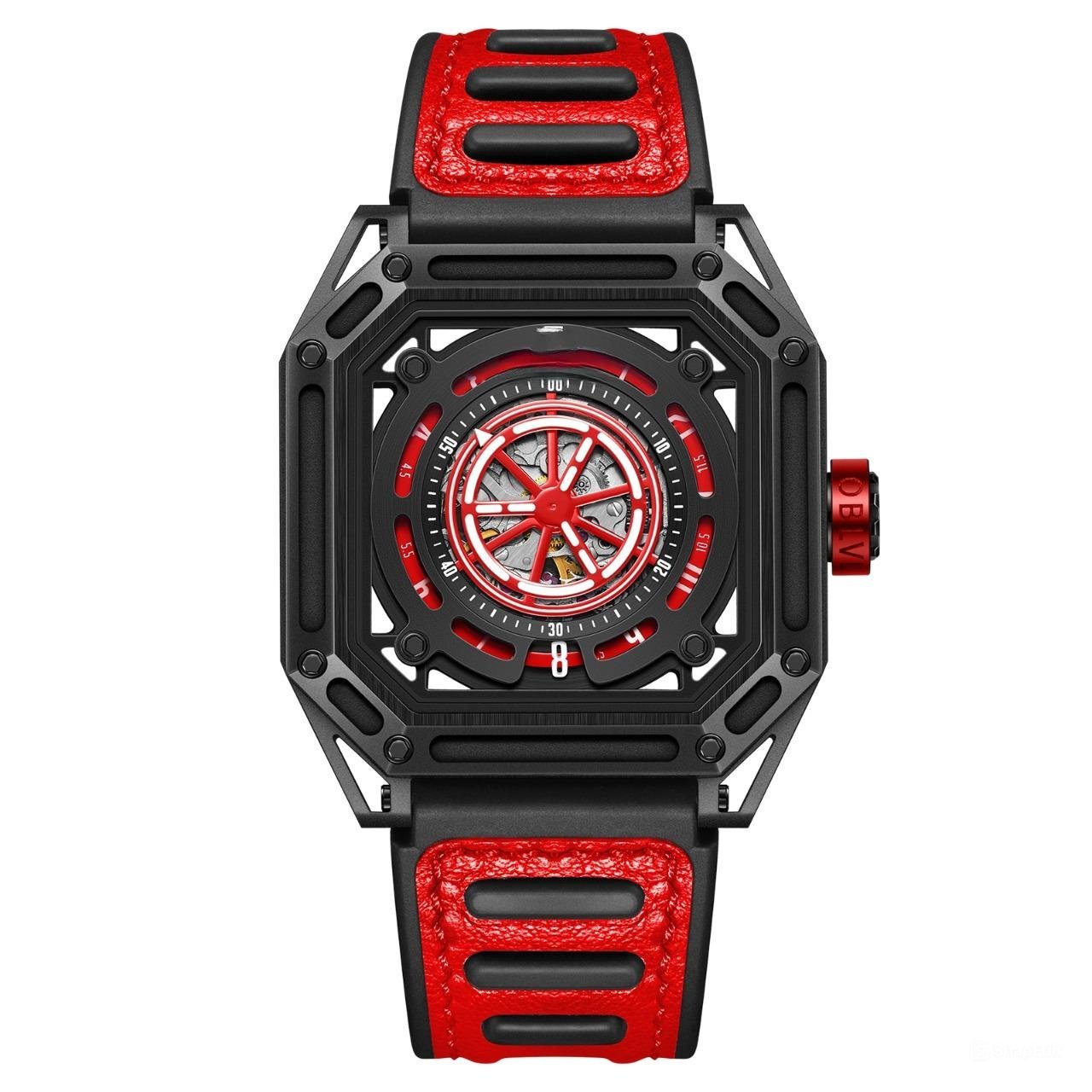Watch For Men Waterproof Mechanical Full Steel Square Cool Luminous Rubber BBBR