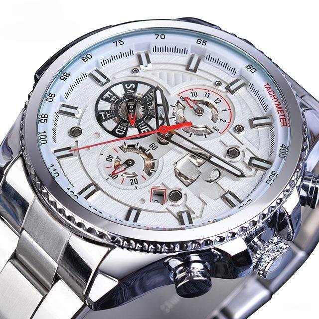 Three Dial Calendar Stainless Steel Men Watches Mechanical Automatic GMT1137 11