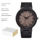 Natural Wood black Watch for Men with Genuien Leather Lightweight Quartz C26