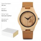 Natural Wood brown Watch for Men with Genuien Leather Lightweight Quartz N20