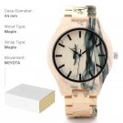 Natural Wood brown Watch for Men with Genuien Leather Lightweight Quartz O17