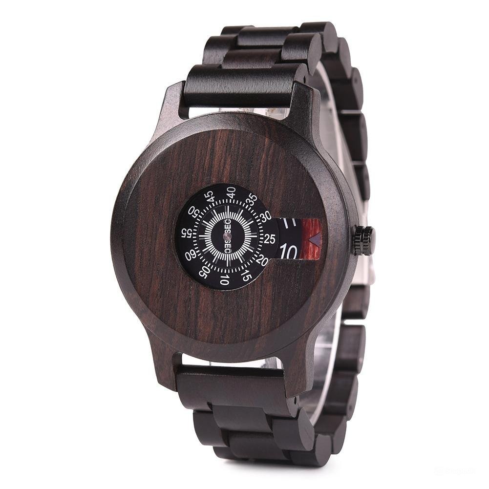 Design Custom Watch Men Ebony Wooden Delicate Square Timepiece R26 1