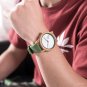 Handmade Wooden Watch Men Women Green Silicone Band Quartz Marble Literal