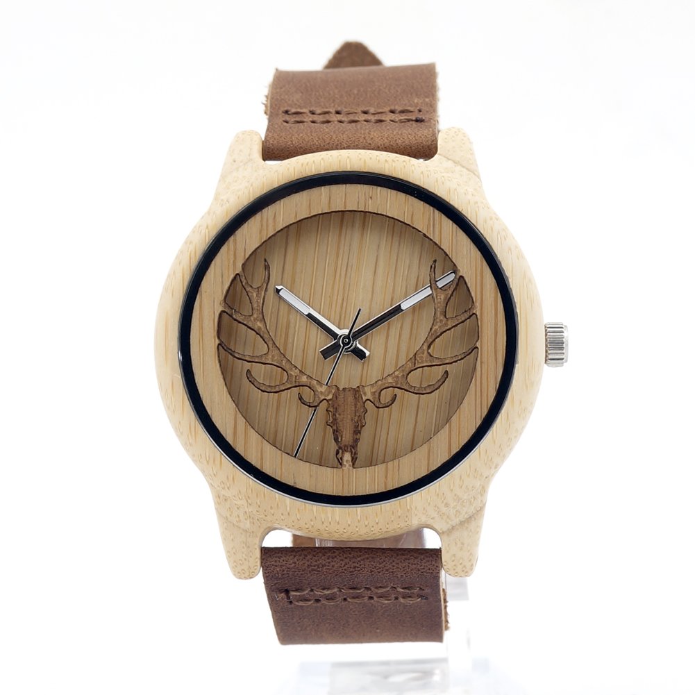 Bamboo Wooden Watch Quartz Timepiece for Ladies Men Japan Analog 44MM GA027 B