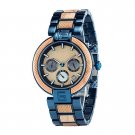 Men Blue Wristwatches Luxury Wooden Stainless Steel Date J T15 2
