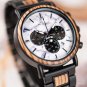 Marble Dial Wood Black Watch Men Metal Chronograph Quartz J P09 4