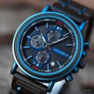 Luxury Men blue Watches Chronograph Wood Quartz Auto Date Timepiece Business