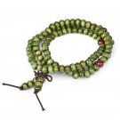 Wood Bracelet Green 04 For Women Men Free Engrave Name Customized Beads Vintage Couple