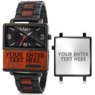 New Square Wood Watch 2022 for Men Personalized Waterproof Quartz T95 1A front back
