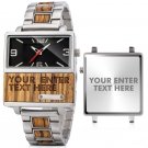 New Square Wood Watch 2022 for Men Personalized Waterproof Quartz T95 3A front back