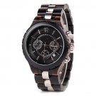 Mens Watch Black Wood Military Quartz Chronograph Timepiece  R22 1