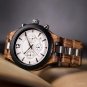 Mens Watch Brown Wood Military Quartz Chronograph Timepiece R22 2